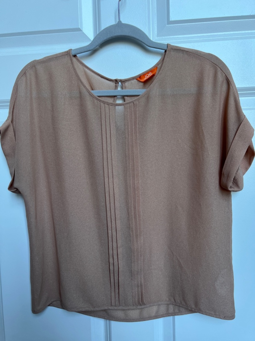 Joe Fresh Beige-Tan Short Sleeve Pintuck Front Blouse